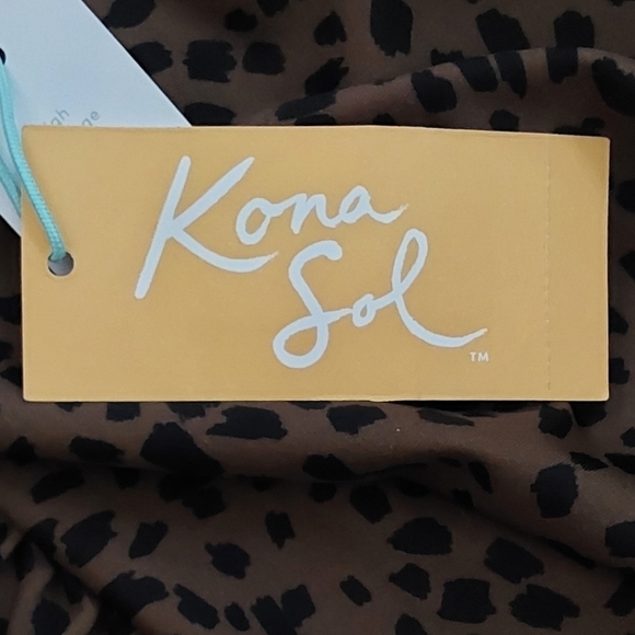 Brown Animal Print Bandeau Flounce High Coverage Swimsuit | Kona Sol | X Large - Picture 9 of 11